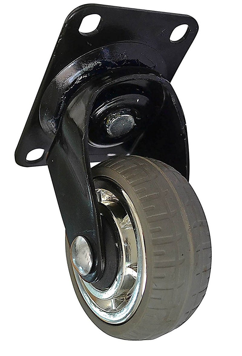 Headbourne 4 Pack 4" Designer Casters - Soft Rubber Non-Marking Wheels with Chrome Spokes & Black Swivel Plates - 22 lb Capacity per Caster - for Furniture, Carts & Industrial Use - Image 2